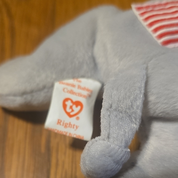BOGO Ty Gray Elephant Plush with Flag Patch - Picture 5 of 7